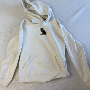OVO October's Very‎ Own Owl Logo Hoodie Mens Large White Pullover Sweatshirt
